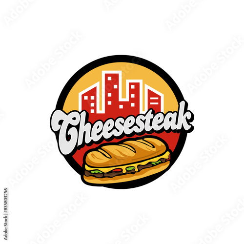 Fastfood Foodtruck Cheesesteak Beef Sandwich Junkfood Restaurant Street Food Logo Template Vector
