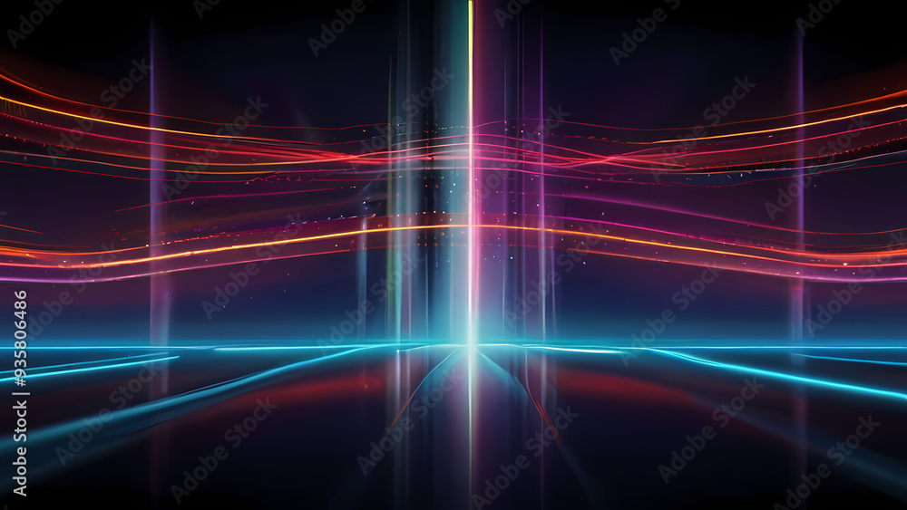 flat vector background showcasing wavy laser beams flowing across the scene flat vector background showcasing wavy laser beams flowing across the scene