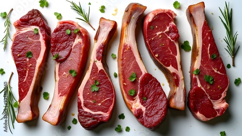 MEAT ISOLATED ON WIHITE BACKGROUND GOOD ASSEST  photo