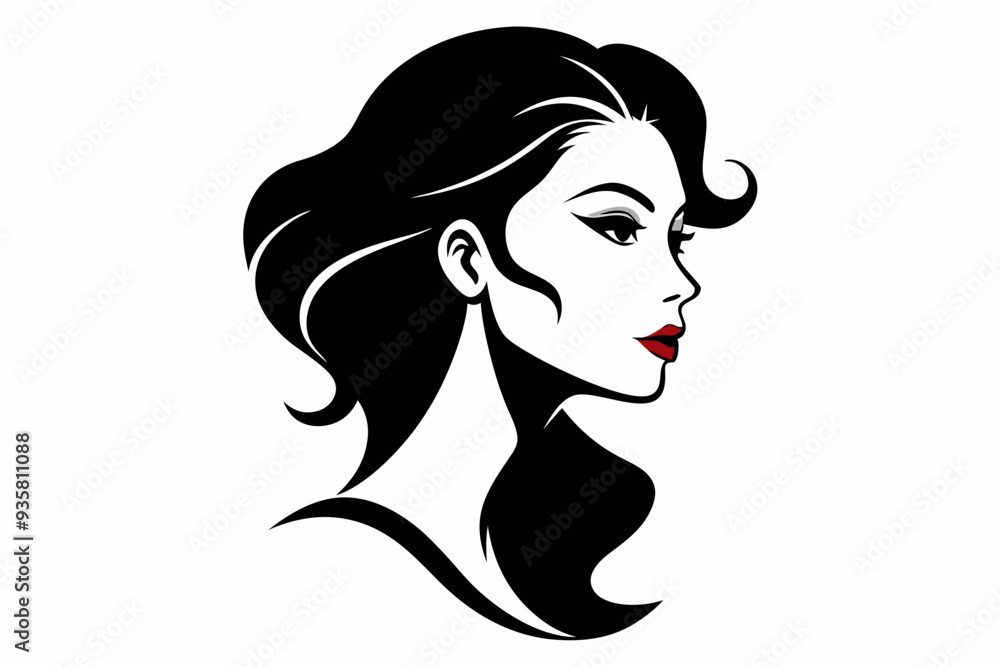 silhouette of women face in profile.
silhouette of women face in profile.