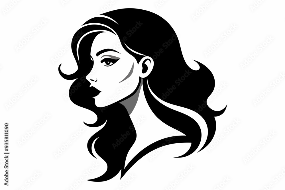 silhouette of women face in profile.
silhouette of women face in profile.