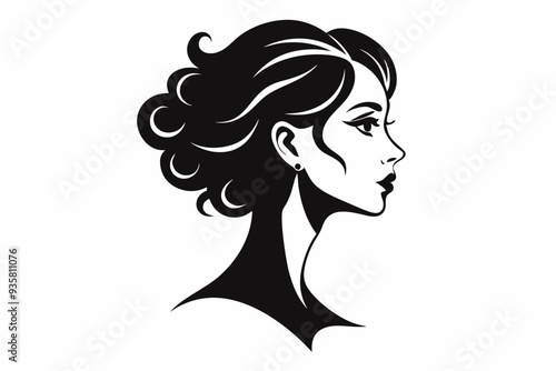 silhouette of women face in profile.
