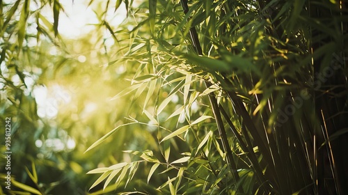 Wallpaper Mural Lush Bamboo Thicket with Tall Stalks Swaying in the Breeze and Sunlight Filtering Through the Leaves. AI generated illustration Torontodigital.ca