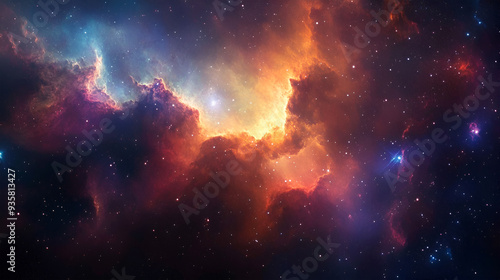 Vivid Galactic Nebula Starry Night in the Cosmos. Astronomy & Universe Wallpaper Featuring a Stunning Supernova