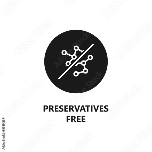 Preservatives free sign. No preservatives symbol. Label for food and beauty products. Eco friendly and organic products. Vector icon photo