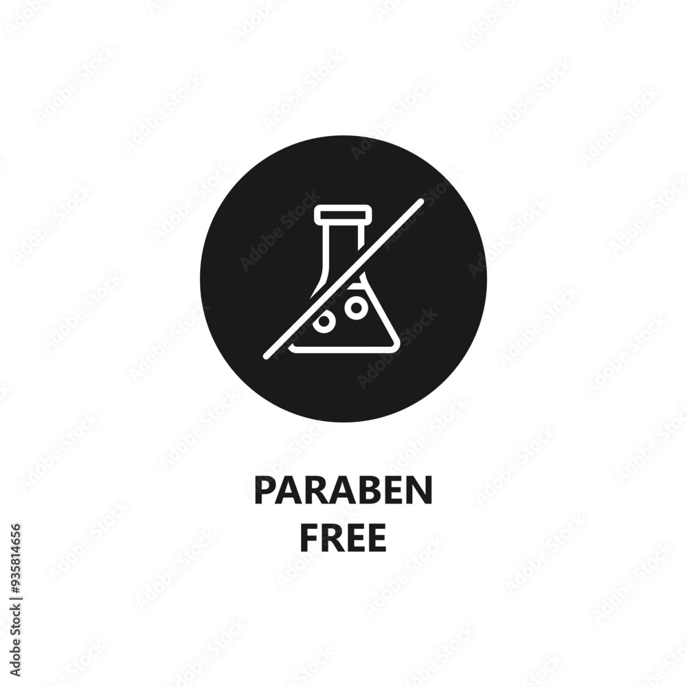 Paraben free icon, vector label. Skincare, health safe product with no paraben. Organic and eco friendly paraben free packaging stamp. Paraben free icon, vector label. Skincare, health safe product with no paraben. Organic and eco friendly paraben free packaging stamp.