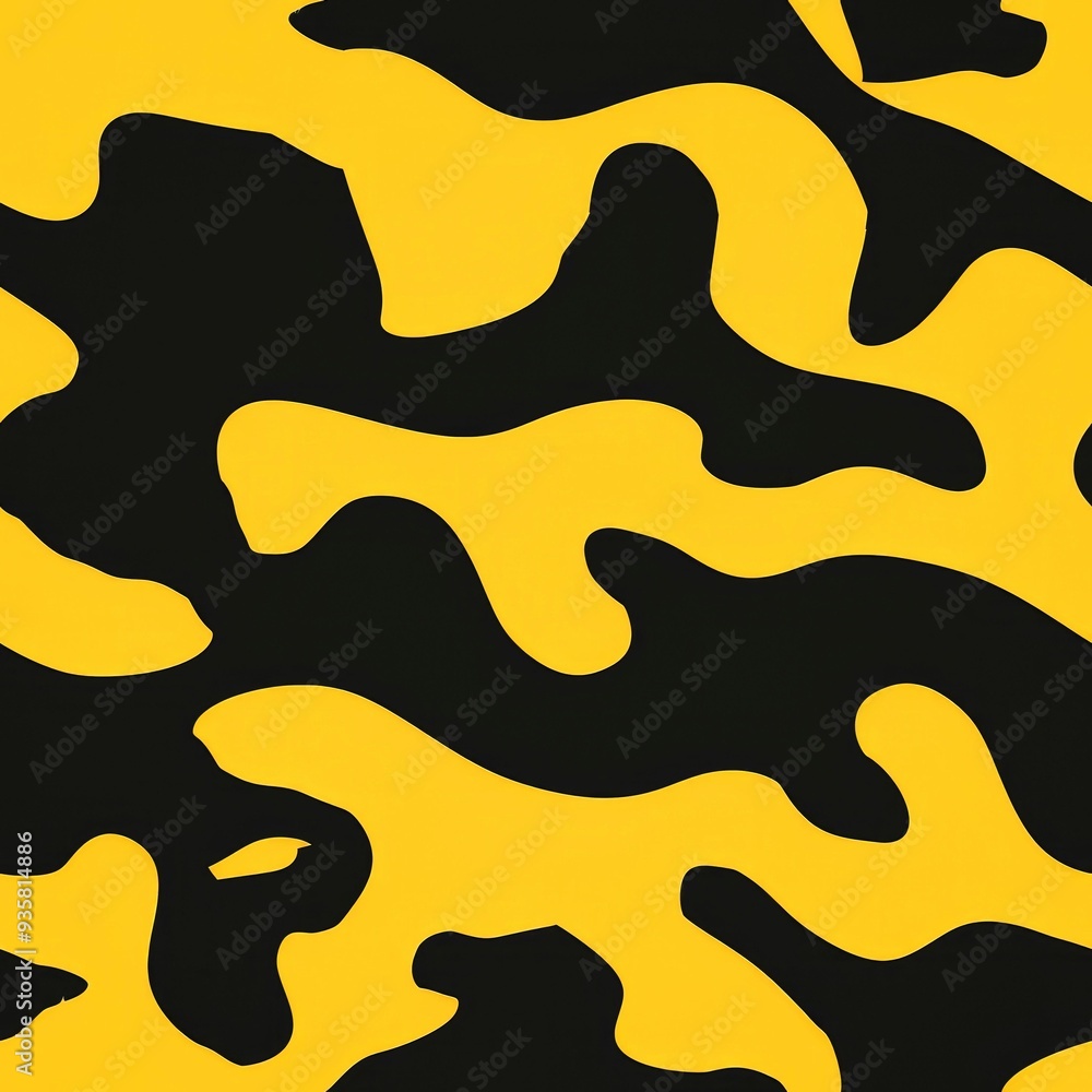 Abstract Yellow and Black Camouflage Pattern Abstract Yellow and Black Camouflage Pattern