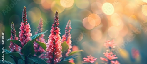 Close up view of cyanthillium flowers with a blurred background. Copy space image. Place for adding text and design photo