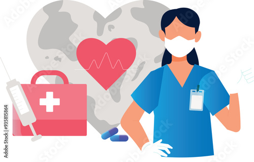 The nurse is giving the thumbs up.