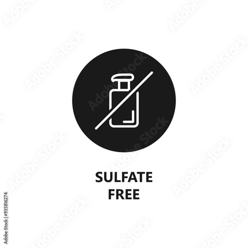 Sulfate free sign. No sulfate symbol. Product packaging stamp or label. Eco friendly and organic products. Vector icon