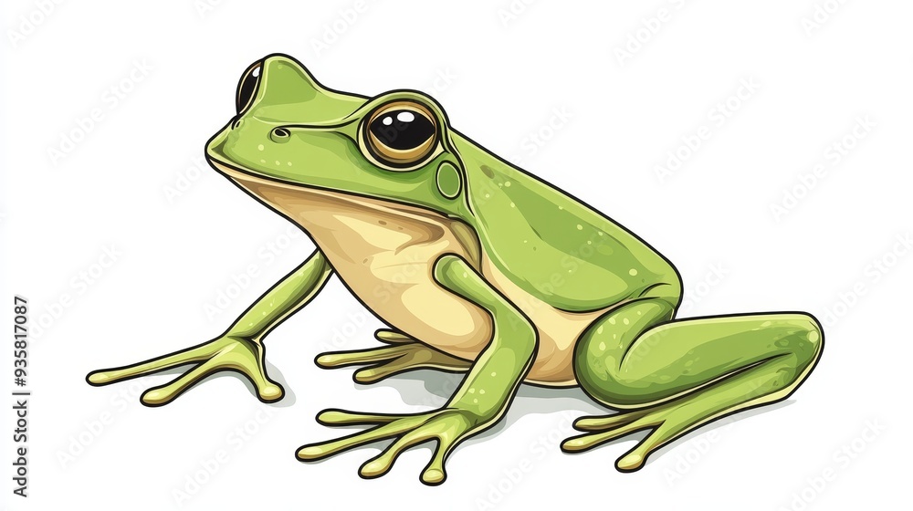 Obraz premium A green frog vector cartoon illustration for coloring pages