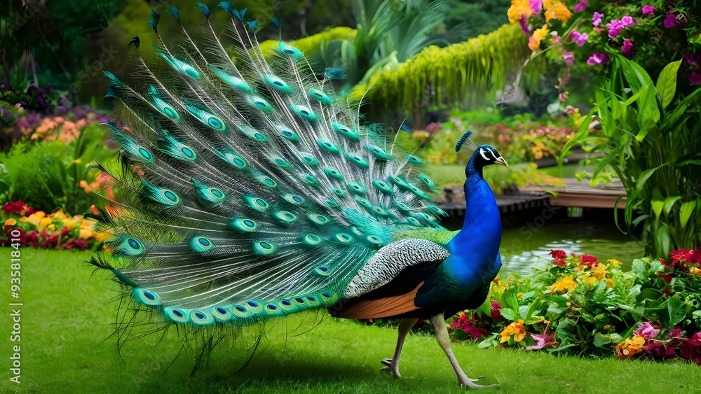 Obraz premium The Vibrant Peacock, generative AI