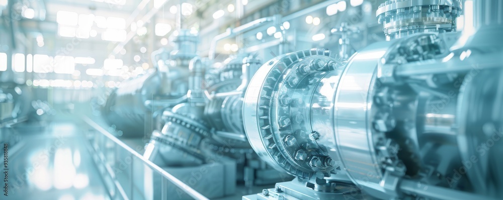 A large industrial plant with many pipes and valves A large industrial plant with many pipes and valves