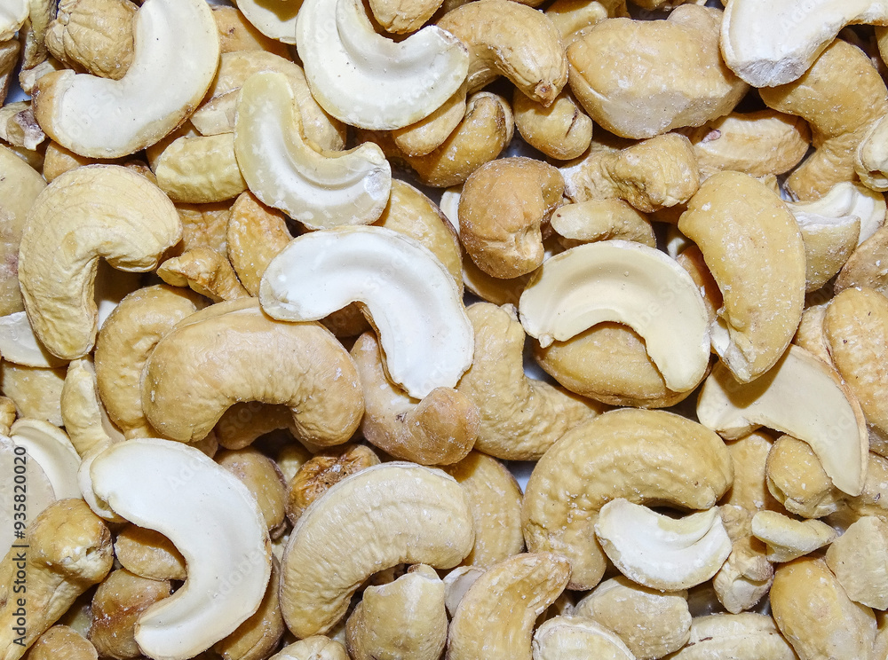 Roasted cashews isolated on white background Roasted cashews isolated on white background