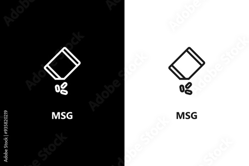 Msg sign or symbol. Msg package stamp or label. Organic food and cosmetics products. Vector icon