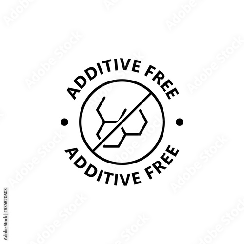 Additive free icon. Additive free sticker, sign, symbol, label badge or stamp. No additives package stamp.