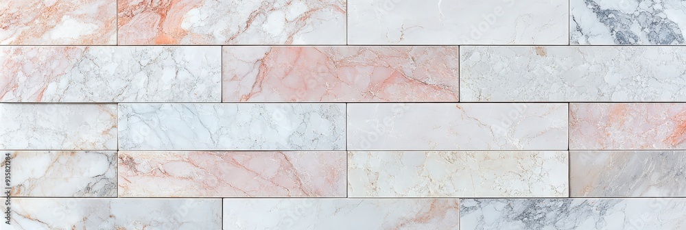 Fototapeta premium White and Pink Marble Tile Wall Texture