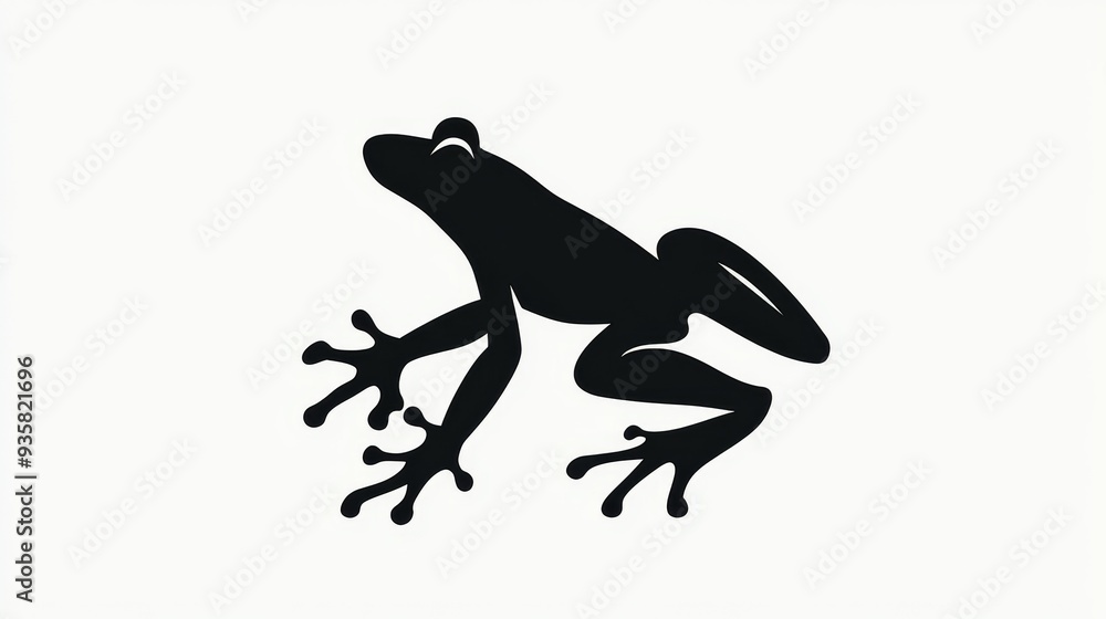 Obraz premium Silhouette of a frog on a white backdrop. Simple design for mobile and web. Logo with a frog symbol.