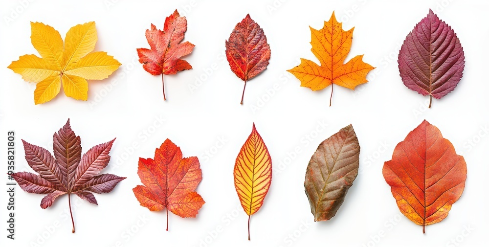 Set of autumn leaves isolated on a white background Set of autumn leaves isolated on a white background