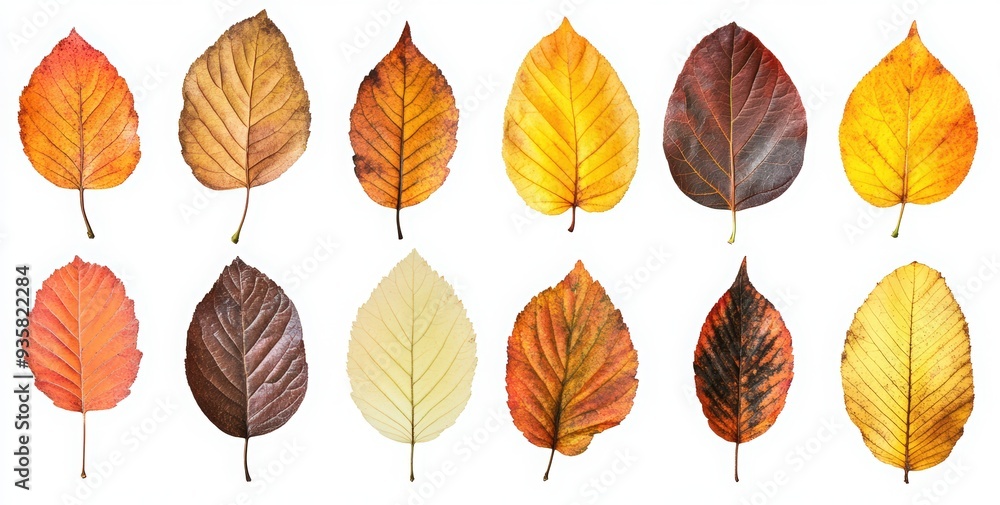 Set of autumn leaves isolated on a white background Set of autumn leaves isolated on a white background