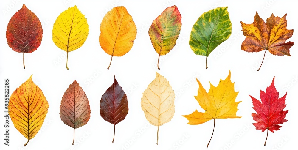 Set of autumn leaves isolated on a white background Set of autumn leaves isolated on a white background