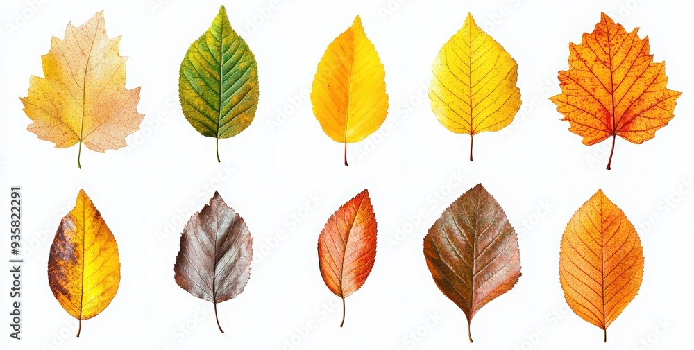 Obraz premium Set of autumn leaves isolated on a white background