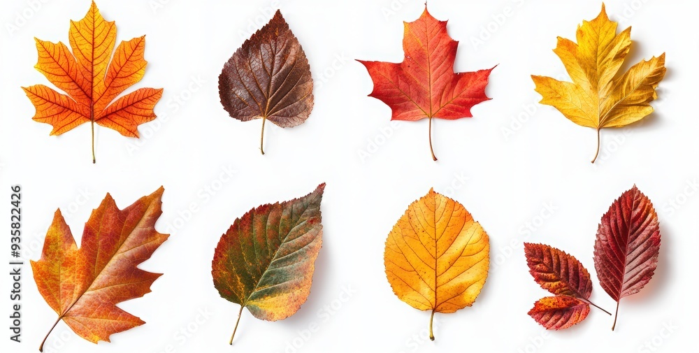 Set of autumn leaves isolated on a white background Set of autumn leaves isolated on a white background