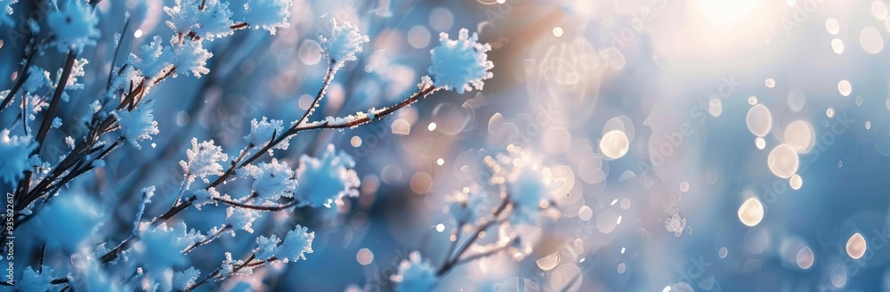 Winter Wonderland: Snow-Covered Branches in a Frosty Forest