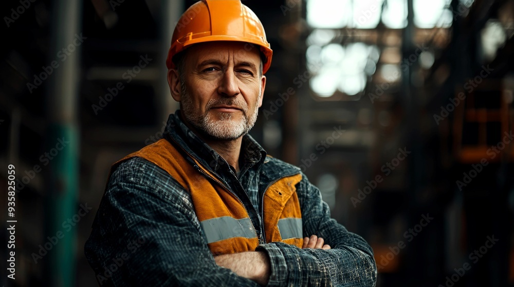 Portrait of a Mature Construction Worker in a Hard Hat Portrait of a Mature Construction Worker in a Hard Hat