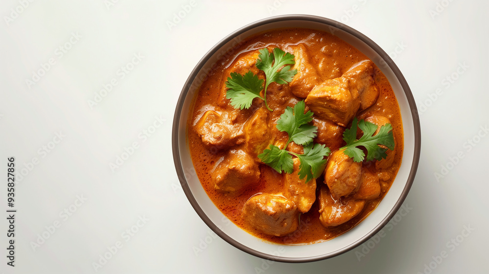 Chicken Tikka Masala on Bowl White Background Chicken Tikka Masala on Bowl White Background