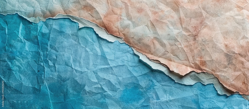 Fototapeta premium abstract landscape in blue and brown pastel hues a set of handmade rag papers. Copy space image. Place for adding text and design