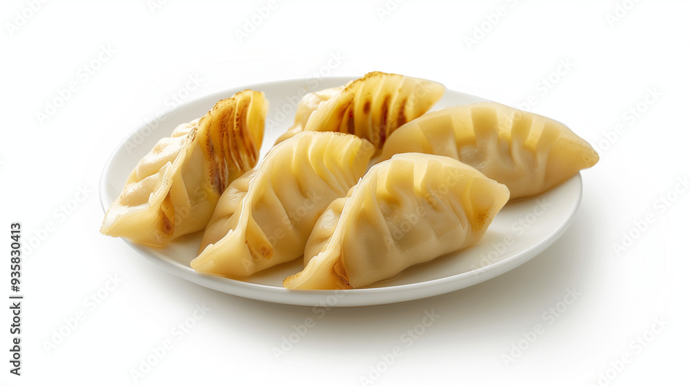 Gyoza dumpling isolation on white background on a plate Gyoza dumpling isolation on white background on a plate