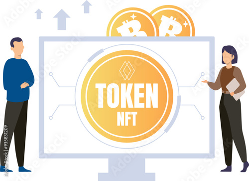 Boy and girl working on NFT tokens.