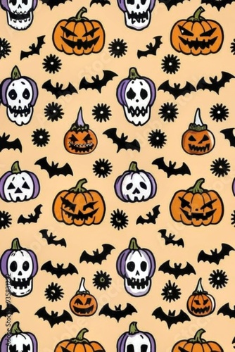 halloween seamless background. halloween pattern background. set of halloween. set of halloween icons. A delightful set of Halloween-themed sticker illustrations.