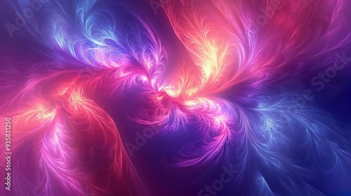 Abstract neon fractal art perfect for crafting visually striking and futuristic background themes