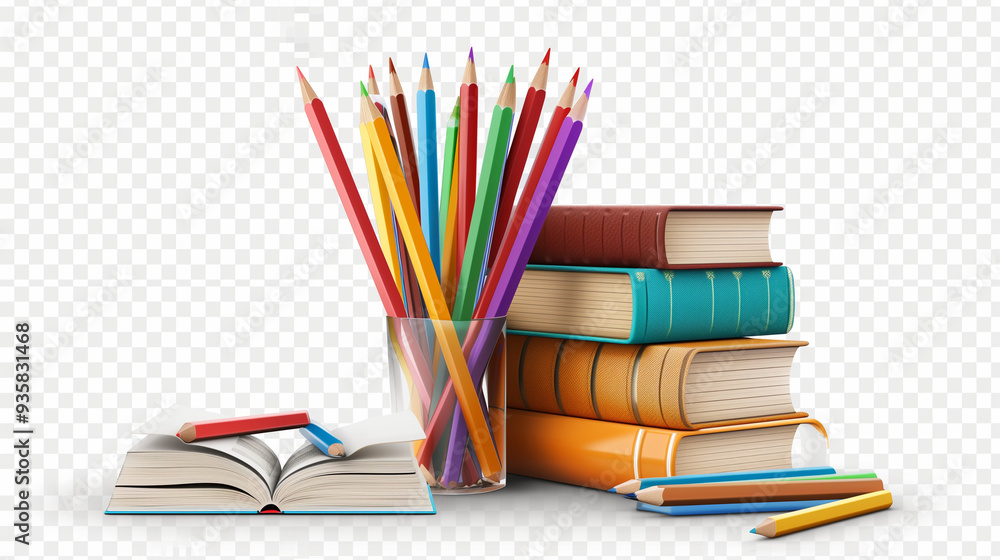 Box of Pencils and Stack of Books Box of Pencils and Stack of Books