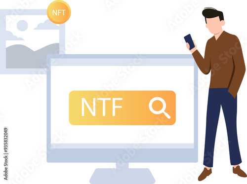 Guy is looking for NFT products online.