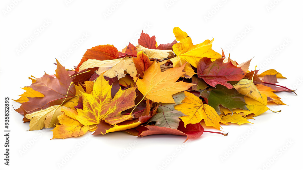 Pile of Autumn Colored Leaves Isolated on White Background Pile of Autumn Colored Leaves Isolated on White Background
