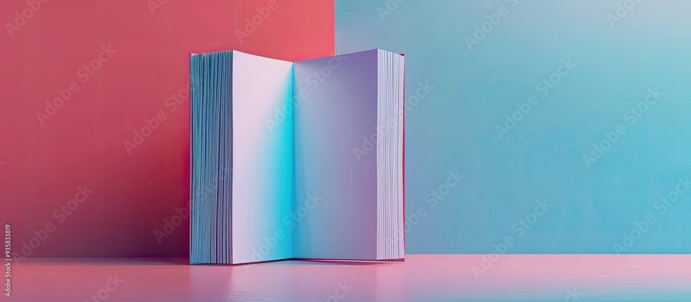 Fototapeta premium Blank book on a colored background. Copy space image. Place for adding text and design