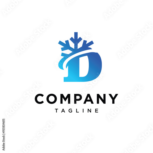 Letter D Ice Logo Icon Vector.eps