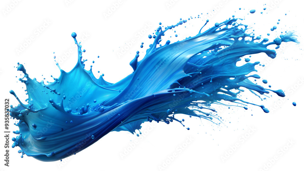 Abstract splashes of blue paint in dynamic, flowing shapes. Transparent background Concept of creativity and fluid motion Abstract splashes of blue paint in dynamic, flowing shapes. Transparent background Concept of creativity and fluid motion