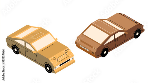 isometric flat
 car colorful vector illustration set