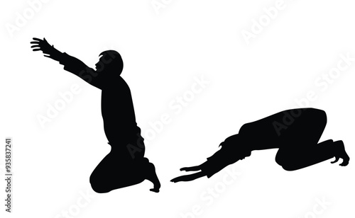 Silhouette of a Praying Man. Faith and religion concept vector art