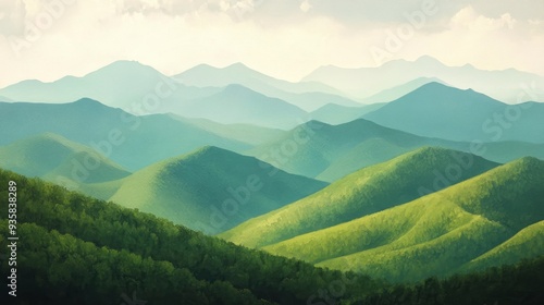 Smoky mountain ridges with generative ai