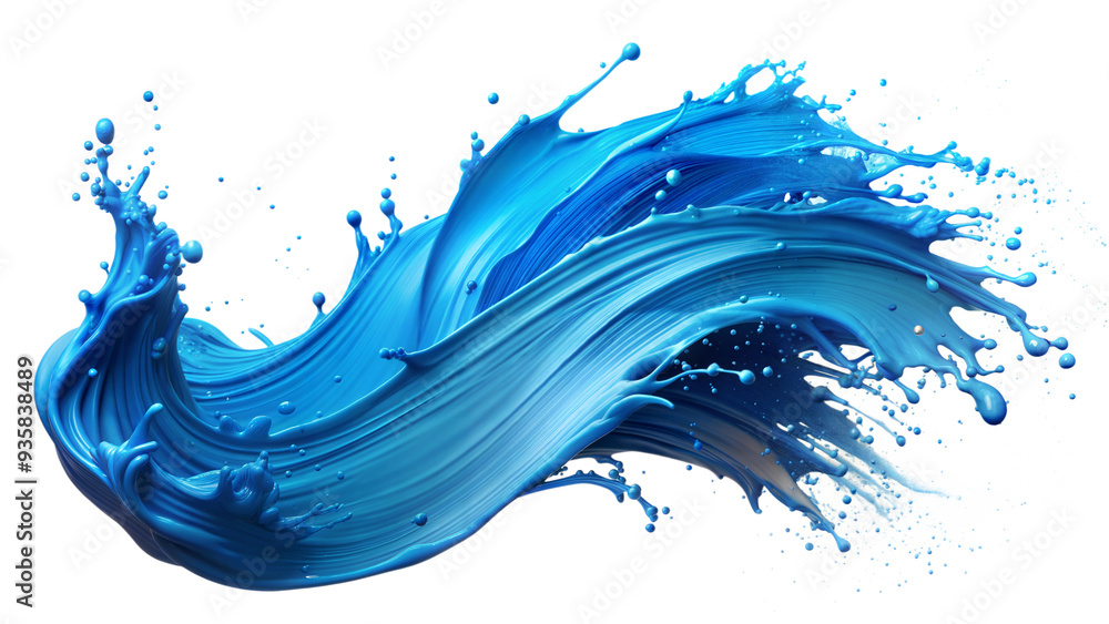 Abstract splashes of blue paint in dynamic, flowing shapes. Transparent background Concept of creativity and fluid motion Abstract splashes of blue paint in dynamic, flowing shapes. Transparent background Concept of creativity and fluid motion