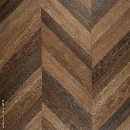 Dark Chevron Patterned Wooden Floor Texture with Rich Earthy Tones