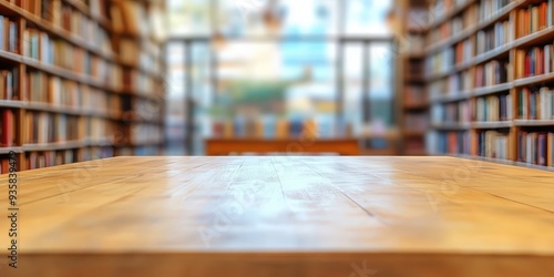 Wallpaper Mural Wooden Tabletop in a Library Setting Torontodigital.ca