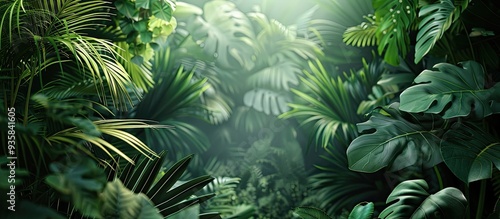 Summer tropical backdrop Stunning plants in the jungle and garden. Copy space image. Place for adding text and design