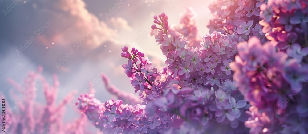 Fototapeta premium Lilacs. Copy space image. Place for adding text and design
