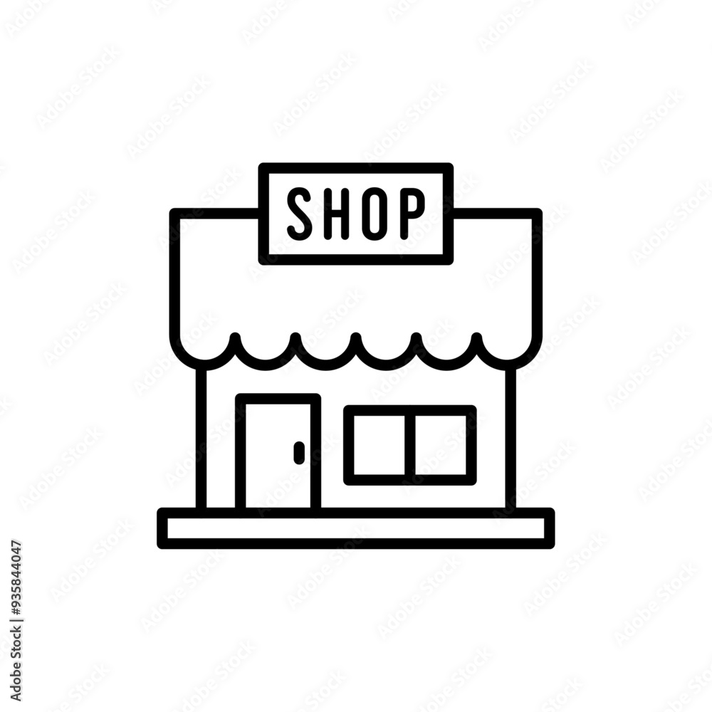 Shop line icon on white background. Shop line icon on white background.
